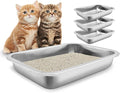Fhiny 4Pack Stainless Steel Kitten Litter Box, Small Size Low Entry Metal Cat Open Litter Pan Potty Kitten Training Toilet Odor Control Smooth Surface (XL:15.7" L×11.8" W×2" H)