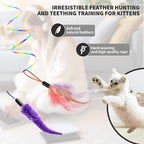 Interactive Cat Toys for Indoor Cats,Automatic Hanging Electric Cat Teaser Door Frame & Doorway,Flying Bird Feather Mouse Wand Enrichment Chase Toy,Safe Self Play for Bored Multi Cats Households