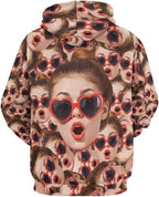 Artsadd Custom Face Unisex athletic Pockets Sweatshirt Loose Hoodie Custom Christmas Long Sleeve Sweatshirt Hooded Pullover