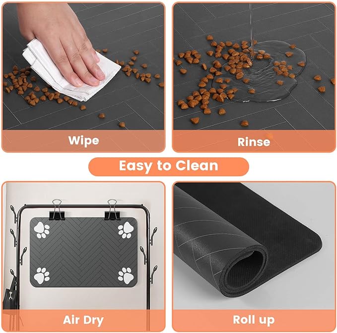 Pet Feeding Mat-Absorbent Pet Placemat for Food and Water Bowl, with Waterproof Rubber Backing, Quick Dry Water Dispenser Mat for Dog and Cat (24"x16", Lime Green)