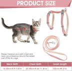 TIESOME Cat Harness and Leash Set, Adjustable Gradient Kitten Harness Escape Proof Harness with Leash for Kitty Outdoor Walking (Rabbit)