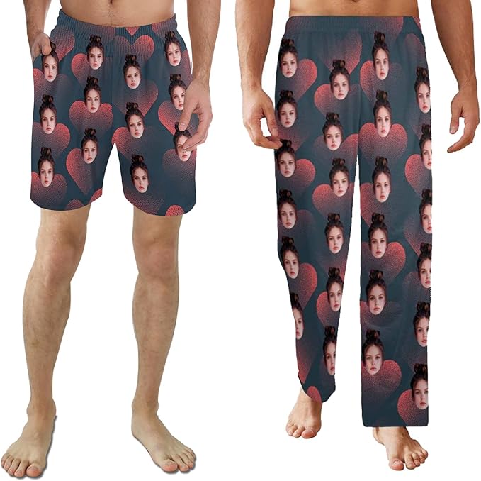 Custom Pajama Pants for Men, Personalized PJ Pants with Photos, Custom Mens Pajama Shorts, Gifts for Dad Husband