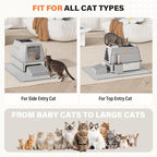 Stainless Steel Cat Litter Box with Scoop, Metal Litter Box High Sided, Cat Litter Box Enclosure, XL Extra Large High-Sided Litter Boxs (Anti-Urine Leakage, Include Scoop) (Grey)