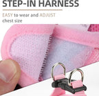 PUPTECK Adjustable Dog Harness Collar and Leash Set Step in No Pull Pet Harness for Small Medium Dogs Puppy and Cats Outdoor Walking Running, Soft Mesh Padded Reflective Vest Harnesses, Pink XS