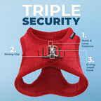 Best Pet Supplies - All Weather Plush, Reflective, No Pull Harness for Small, Medium Dogs, Cats - Secure with Hook & Loop Fastener, Buckle, Double D-Rings - Red Corduroy, L