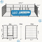 NEWBULIG Dog Playpen 16 Panels 32" Height Foldable Heavy Duty Metal Dog Exercise Playpen Puppy Fence for Indoor Outdoor Yard