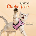 Dooradar Cat Harness and Leash Set, Escape Proof Safe Adjustable Kitten Vest Harnesses for Walking, Easy Control Soft Breathable Mesh Jacket with Reflective Strips for Cats, Pink, M