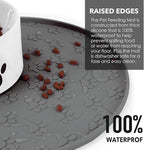 Dog Food Mat for Food and Water, Waterproof Pet Food Mat with Edges, Nonslip Dog Feeding Mat for Protecting Floors (1Pack Grey)