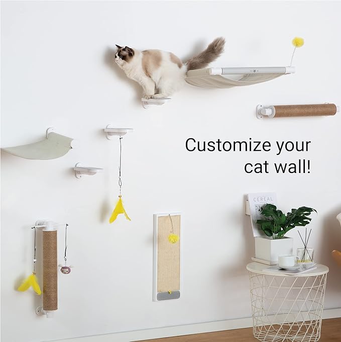 SVD.PET (2-PACK Cat Wall Steps, Cat Climbing Stairs with Replaceable Felt Pad, Cat Climbing Shelves for Wall Mounted with Cat Toy, Cat wall furniture for Kitten, Medium and Large Cats (White)
