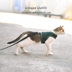 Cat Harness and Leash for Walking Escape Proof Breathable Mesh Fabric, Solid Green, XX-Large, Adjustable Cat Walking Jackets, Padded Stylish Cat Vest