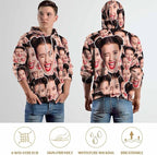 Artsadd Custom Face Unisex athletic Pockets Sweatshirt Loose Hoodie Custom Christmas Long Sleeve Sweatshirt Hooded Pullover