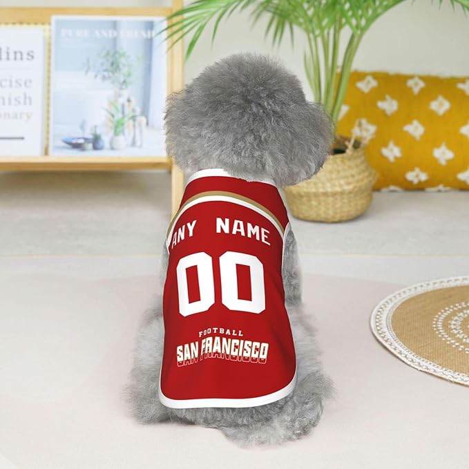 San Francisc0 Custom Pet Jersey Dog Clothes Jersey Various Sizes Customized Any Name & Number for Small & Middle and Big Dogs