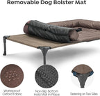 Veehoo Cooling Elevated Dog Bed Add Removable Waterproof Bolster Cushion Mat, Raised Pet Cot with Breathable Teslin Mesh, No-Slip Feet, Dog Couch Bed for Indoor Outdoor, Large, Brown CWC2331B