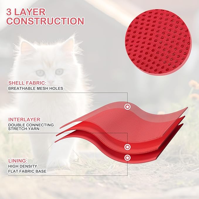 MoNiBloom Soft Cat Harness for Walking Escape Proof and Travel, Kitten Adjustable Breathable Vest Harness - Red, L