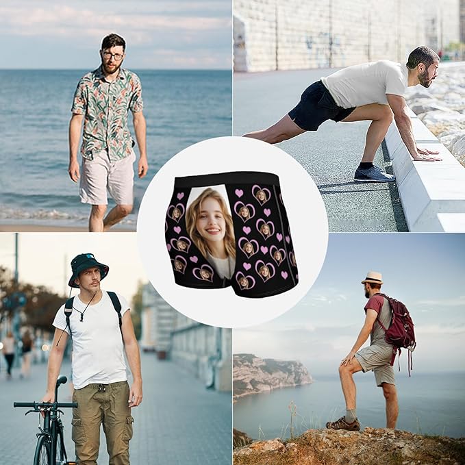 Personalized Underwear for Men with Face Custom Face Boxers Customized Boxer Briefs Funny Gifts for Him Husband Boyfriend