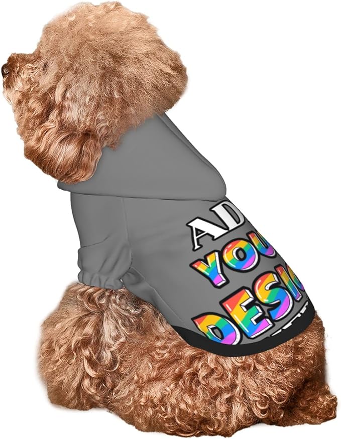 Personalized Dog Hooded Sweatshirt, Custom Pet Pullover Hoodie Design Your Own Text Image for Small Dogs Puppy Cat Kitten Clothes Dog Shirt Customizable, Customized Gifts, Gray, S,