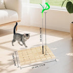 Interactive Cat Toy for Indoor Cats, Cat Scratching Board, Cat Wand Toy with Stable Wooden Base, Nail Polishing&Tooth Grinding Detachable Cat Teaser Kitty Kitten Toys Feather Spring Toy