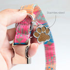Paw Shape Dog ID Tag Stainless Steel Custom Laser Engraved, Cute Bling Glitter Pet Name Tags Personalized with Durable Engraving (Silver Sparkly Paw)