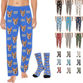 Artsadd Personalized Christmas Pajama Pants Socks for Men Custom Photo Pajama Bottoms for Men S-XXL