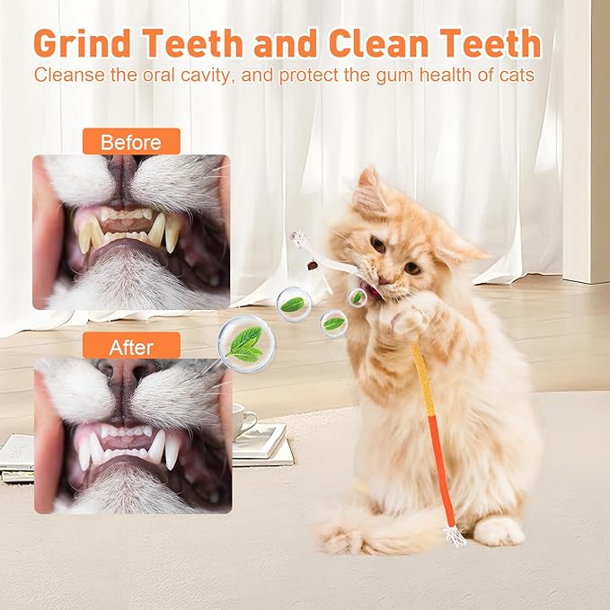 3 PCS XL Cat Toys Chew Ropes, 27.56 Inches Cat Chew Rope Toy for Teeth Cleaning, Safe Catnip Toys for Cats Rope Chew Toy (3 Bags of Catnip Included)
