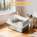 Stainless Steel Litter Box, XL Enclosed Cat Litter Boxes with Lid for Big Cats and Multi-Cats, High Sided, Anti-Urine Leakage Non-Stick Bottom Include Scoop Easy to Clean