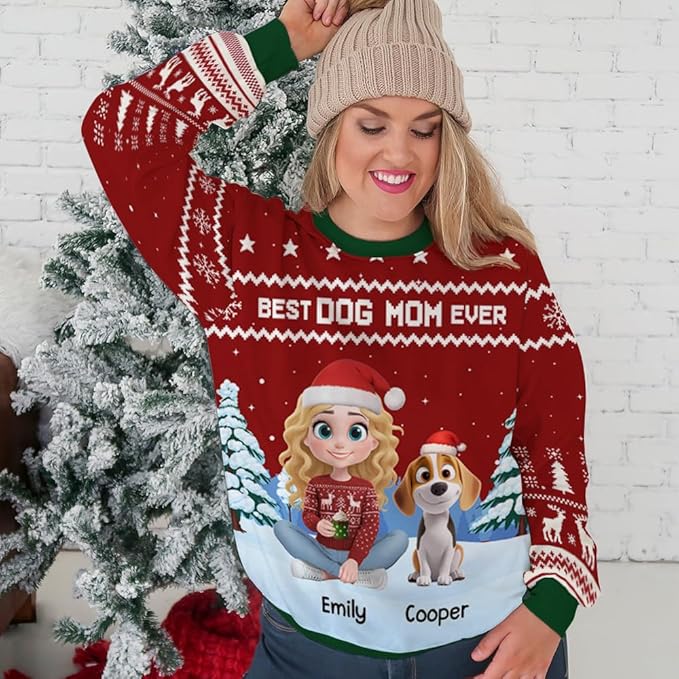 Wrappiness A Girl And Her Dog Christmas Sweatshirt - Cozy Unisex Fit Custom Shirt - Cute for Women Pet Lovers