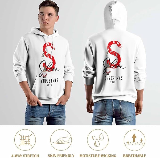Artsadd Custom Face Unisex athletic Pockets Sweatshirt Loose Hoodie Custom Christmas Long Sleeve Sweatshirt Hooded Pullover