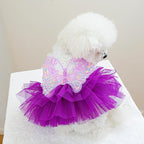 Fashion Sweet Puppy Dog Blingbling Princess Skirt Pet Dog Lace Cake Camisole Tutu Dress B-Purple M