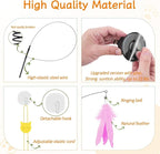 Cat Wand Toy, Interactive Kitten Feather Toys Self Play, Cat Teaser for Indoor Cats Reusable Suction Cup Toys for Indoor Cats Kittens Play Exercise