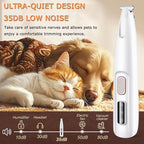 2PCs Dog Paw Trimmer with LED Light,35dB Low Noise Precision Pet Paw Trimmer for Dogs Cats Grooming Clippers,Safety Electric Paw Hair Trimmer for Paws,Ears,Rump,Face,Eyes,Dog