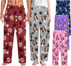Custom Couple Pajama Pants Sock with Funny Face, Personalized PJ Anniversary Birthday Women Men Pants