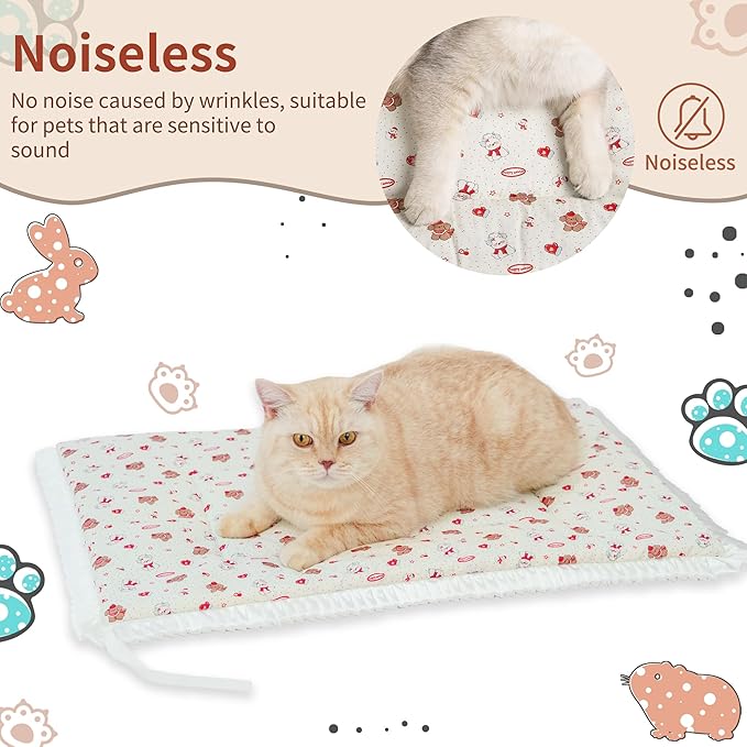 Reversible Silent Cat Bed Self Warming Pet Pad Thin Style Mat Washable Cushion Pad, Pad for Window Perch Outdoor Cat Houses, for Cats, Small Dogs, Rabbits, Non Electric,(Red Puppy,L)