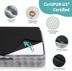 Faux Fur Orthopedic Dog Bed, Extra Large Dog Bed, Supportive Foam Pet Sofa with Waterproof Lining Cover, Washable U-Shaped Pet Couch with Anti-Slip Bottom Design, Grey XXL 48x32x8 inch