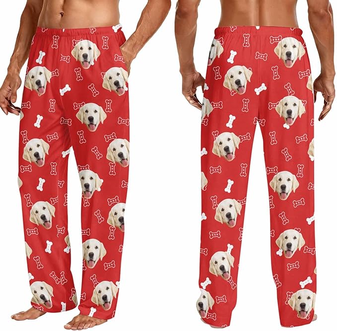 Custom Couple Pajama Pants Sock with Funny Face, Personalized PJ Anniversary Birthday Women Men Pants