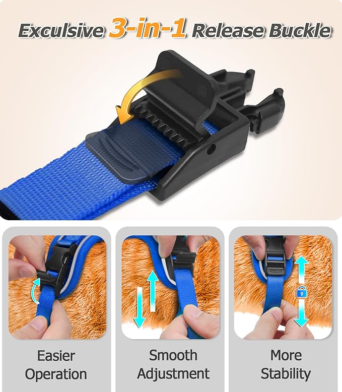 Halypet Cat Harness and Leash Set [MAX Safety 4th-Gen Upgrade] Escape Proof Adjustable Cat Leash Comfortable Soft Vest Easy to Wear Kitten Harness with Reflective Strip for Cats Walking, M Blue