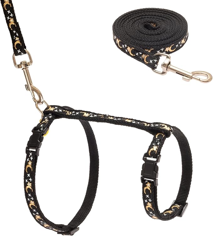 Cat Harness and Leash Set - Escape Proof Adjustable for Outdoor Walking with Safety Buckle for Small Animals Glow in The Dark