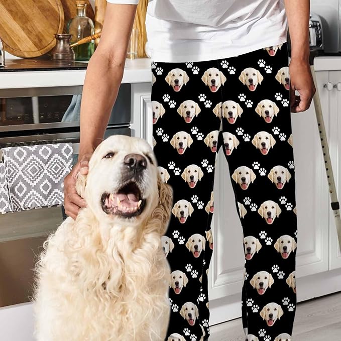 Artsadd Personalized Christmas Pajama Pants Socks for Men Custom Photo Pajama Bottoms for Men S-XXL