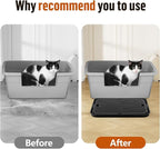 Large Cat Litter Box Step Mat, 16.5"x11.2" Cat Ramp Stairs, Cat Litter Catcher for Self-Cleaning Litter Box, Cats Pedal Step Stool Ideal for Kitten & Older Cats (Black)