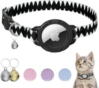 AirTag Cat Collars, Stretchy Collar with Apple AirTag Holder and Bell, Breakaway Ultra Design Elastic GPS Tracking Collars for Cats and Puppies, (7.5-12.5 Inch), Shark Pattern