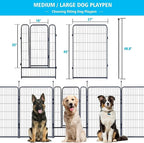 Dog Playpen,Portable Outdoor Dog Fence, Dog Playpen for Large/Medium/Small Dogs, Dog Fences for The Yard,with Doors Foldable Metal (8 Panels, 45 inch)