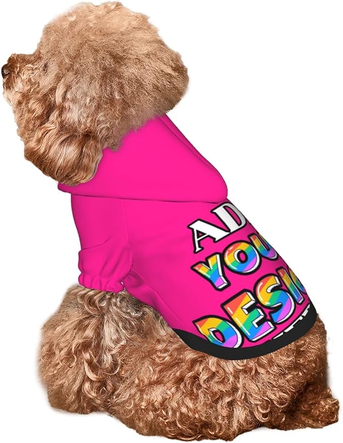 Personalized Dog Hooded Sweatshirt, Custom Pet Pullover Hoodie Design Your Own Text Image for Small Dogs Puppy Cat Kitten Clothes Dog Shirt Customizable, Customized Gifts, Deep Pink, S,