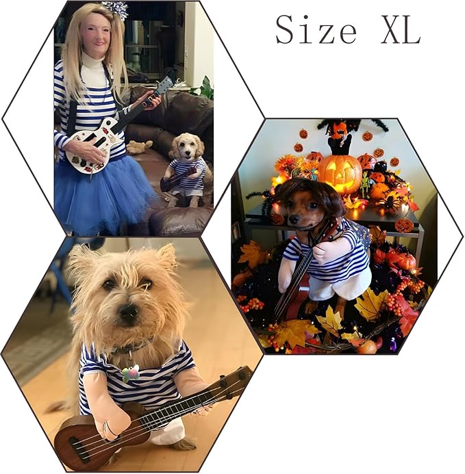 NACOCO Pet Guitar Costume Dog Costumes Cat Halloween Christmas Cosplay Party Funny Outfit Clothes (XL)