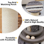 34inches Cat Scratching Post Sisal Cat Scratcher with Cat Ball Track Toy Heavy Duty and Thicker Large Diameter Natural for Adult Cats and Kitty Protect Your Furniture（Grey）