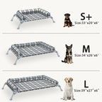 Elevated Pillow Bolster Dog Bed - Raised Dog Beds with Bolster Portable Lifted Washable Pet Cot Bed with Stainless Steel Frame Dogs Hammock Bed for Indoor & Outdoor (Bolster L)