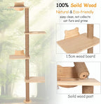 Cat Tree Wall Mounted Tall Scratching Post for Indoor Cats Climbing Tower Activity Wood Cat Wall Furniture 73 inch