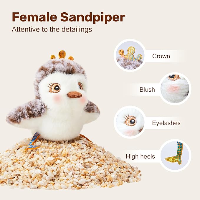 Potaroma Cat Toys 2 Pcs Flapping Sandpiper Pair-Mate, Lifelike Birds Chirp, Chargeable Touch Activated Kitten Fun Interactive Kitty Exercise with Catnip for All Breeds