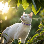 EXPAWLORER Leather Cat Collar for Girl Boy- Adjustable Pet Collar with Safety Elastic Belt,Personalized Punk Accessories Buckle Collars with Bell & Durable D-Ring,Rivet(Purple)