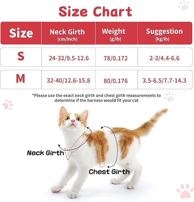 Cat Vest Harness and Leash Set for Walking Escape Proof, Adjustable Kitten Harness and Leash Set Breathable Mesh with Bow Harness for Kitty Puppy Bunny(Red Small)