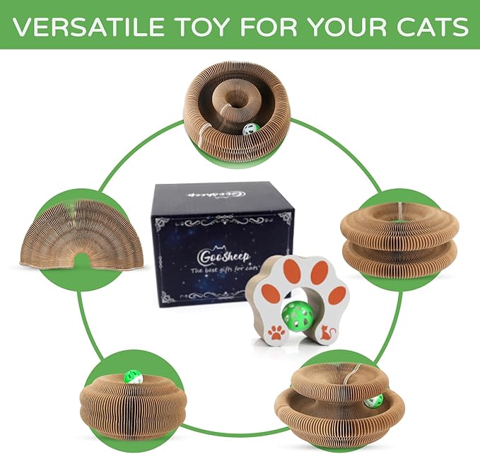 2Pack Magic Organ Cat Scratching Board Cat Accordion Toy Cats Scratching Post Ball Track, Kitten Fun Intelligence Physical Exercise Educational Toy