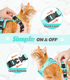Halypet Cat Harness and Leash Set[MAX Safety 4th-Gen] Cute Escape Proof Vest Harness for Girl&Boy Cat Walking, Comfortable Adjustable Leash and Reflective Strips for Outdoor Kitten, M Purrfect Green